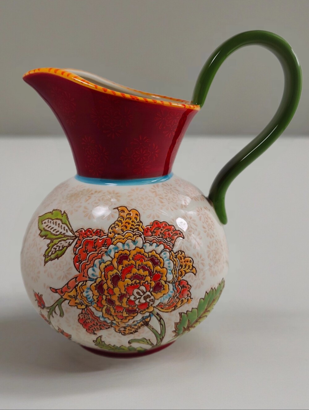 Artistic Accents by Coastline Imports Floral Pitcher Vase 10" Embossed